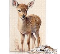 1000 Piece for Adults Cute Deer Fawn Painting Jigsaw Puzzles for Adults, Wooden Puzzles Best Gift for Friends And Family 1000pcs (75x50cm)