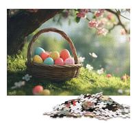 1000 Piece for Adults Easter Basket with Colorful Eggs Jigsaw Puzzles for Adults, Paper Puzzles Best Gift for Friends And Family 38x26cm/1000pcs