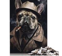 1000 Piece for Adults French Bulldog Gangster Jigsaw Puzzles for Adults, Wooden Puzzles Best Gift for Friends And Family 1000pcs (75x50cm)
