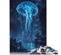 1000 Piece for Adults Glowing Jellyfish in Starry Night Forest Jigsaw Puzzles for Adults, Paper Puzzles Best Gift for Friends And Family 38x26cm/1000pcs