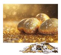 1000 Piece for Adults Golden Easter Eggs with Glitter Jigsaw Puzzles for Adults, Wooden Puzzles Best Gift for Friends And Family 1000pcs (75x50cm)