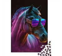 1000 Piece for Adults Neon Nights Horse Jigsaw Puzzles for Adults, Paper Puzzles Best Gift for Friends And Family 38x26cm/1000pcs