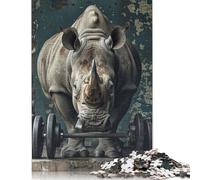 1000 Piece for Adults Rhino Fitness Muscles Gym Jigsaw Puzzles for Adults, Wooden Puzzles Best Gift for Friends And Family 1000pcs (75x50cm)