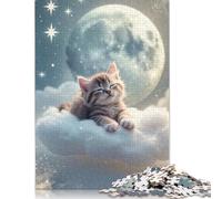 1000 Piece for Adults Sleeping Kitten on Cloud Jigsaw Puzzles for Adults, Paper Puzzles Best Gift for Friends And Family 38x26cm/1000pcs