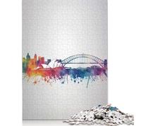 1000 Piece for Adults Sydney Skyline Watercolor Jigsaw Puzzles for Adults, Paper Puzzles Best Gift for Friends And Family 38x26cm/1000pcs