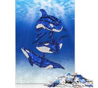 1000 Piece for Adults Tribal Orca Killer Whales Jigsaw Puzzles for Adults, Paper Puzzles Best Gift for Friends And Family 38x26cm/1000pcs