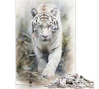1000 Piece for Adults Watercolor White Tiger Jigsaw Puzzles for Adults, Wooden Puzzles Best Gift for Friends And Family 1000pcs (75x50cm)