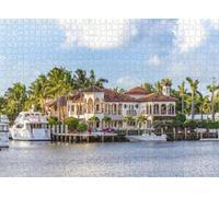 1000-Piece Fort Marina Sunset with Yachts Puzzle - Family Fun, Beginner-Friendly, Educational