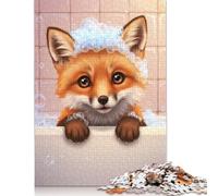 1000 Piece Fox in Bathtub with Bubbles Jigsaw Puzzles for Adult Teenagers Paper Puzzles For Family Fun & Game Night 1000pcs (75x50cm)