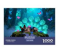 1000 Piece French Bulldog Jigsaw Puzzle for Adults - Challenging Brain Teaser, Dreamy Forest Puzzles, Decoration Birthday Gifts 52x38cm/1000pcs
