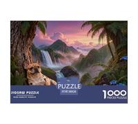 1000 Piece French Bulldog Jigsaw Puzzle for Adults - Challenging Brain Teaser, Jungle Waterfall Puzzle, Decoration Gifts 38x26cm/1000pcs