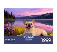 1000 Piece French Bulldog Jigsaw Puzzle for Adults - Family-Friendly Brain Game, Lakeside Meadow Jigsaws, Decoration Unique Gift 70x50cm/1000pcs