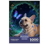 1000 Piece French Bulldog Jigsaw Puzzle for Adults - Family-Friendly Brain Teaser, Summer Night Garden Puzzles, Decoration Gifts 70x50cm/1000pcs