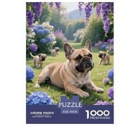 1000 Piece French Bulldog Jigsaw Puzzle for Adults - Family Fun, Family Happy Game, Flower Garden Puzzle, Home Decoration Gifts 70x50cm/1000pcs