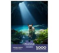 1000 Piece French Bulldog Jigsaw Puzzle for Adults & Kids - Challenging & Brainteasing, Cave Puzzle, Home Decoration Gifts 52x38cm/1000pcs