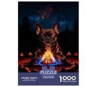 1000 Piece French Bulldog Jigsaw Puzzle for Adults & Kids - Challenging & Brainteasing, Forest Campfire Puzzle, Decoration Gifts 70x50cm/1000pcs