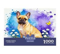 1000 Piece French Bulldog Jigsaw Puzzle for Adults Kids - Challenging Game, Flower Butterfly Puzzle, Decoration Unique Gift 70x50cm/1000pcs