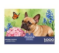 1000 Piece French Bulldog Jigsaw Puzzle for Adults Kids - Challenging Game, Flower Plants Jigsaws, Home Decoration Unique Gift 38x26cm/1000pcs