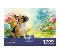 1000 Piece French Bulldog Jigsaw Puzzle for Adults Kids - Challenging Game, Meadow Flowers Puzzle, Decoration Unique Gift 70x50cm/1000pcs