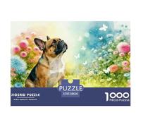 1000 Piece French Bulldog Jigsaw Puzzle for Adults Kids - Challenging Game, Meadow Flowers Puzzle, Home Decoration Birthday Gifts 38x26cm/1000pcs