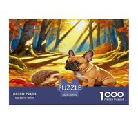 1000 Piece French Bulldog Jigsaw Puzzle for Adults & Kids - Family Fun, Family Game, Hedgehog Woods Puzzles, Decoration Birthday Gifts 70x50cm/1000pcs