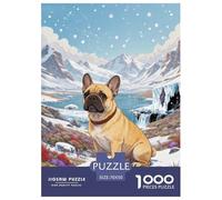 1000 Piece French Bulldog Jigsaw Puzzle for Adults & Kids - Family Fun, Family Happy Game, Snowy Valley Puzzles, Decoration Birthday Gifts 70x50cm/1000pcs
