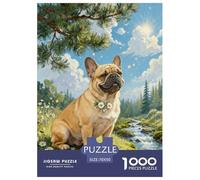 1000 Piece French Bulldog Jigsaw Puzzles for Adults - Family Fun, Educational Toys, Stream Meadow Jigsaws, Decoration Gifts 70x50cm/1000pcs