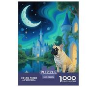 1000 Piece French Bulldog Jigsaw Puzzles for Adults Kids Challenge Toy Educational Games Decoration Bulldog Fantasy Castle Puzzles Gifts 38x26cm/1000pcs
