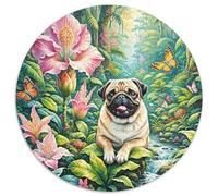 1000 Piece French Bulldog Jigsaw Puzzles for Adults & Kids Challenge Toy Educational Games Home Decoration Bulldog Exotic Flowers Puzzles Unique Gift 1000pcs (67.5x67.5cm)