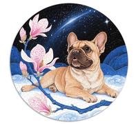 1000 Piece French Bulldog Jigsaw Puzzles for Adults & Kids Challenge Toy Educational Games Home Decoration Bulldog Flowers Plants Puzzle Gifts 1000pcs (67.5x67.5cm)
