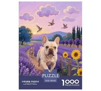 1000 Piece French Bulldog Jigsaw Puzzles for Adults Kids Challenge Toy Family-Friendly Brain Teaser Decoration Dog Flower Sea Puzzle Unique Gift 70x50cm/1000pcs