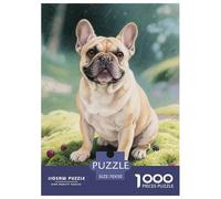 1000 Piece French Bulldog Jigsaw Puzzles for Adults Kids Challenge Toy Family-Friendly Brain Teaser Home Decoration Dog Moss Puzzle Unique Gift 70x50cm/1000pcs