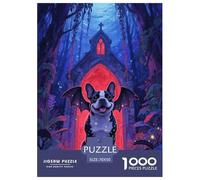 1000 Piece French Bulldog Jigsaw Puzzles for Adults Kids Challenge Toy Family-Friendly Brain Teaser Home Decoration Dog Church Puzzles Birthday Gifts 70x50cm/1000pcs