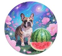 1000 Piece French Bulldog Jigsaw Puzzles for Adults Kids Challenging Game Educational Toy Home Decoration French Bulldog Watermelon Jigsaws Birthday Gifts 1000pcs (67.5x67.5cm)
