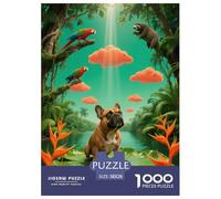 1000 Piece French Bulldog Jigsaw Puzzles for Adults Kids Challenging Game Educational Toy Home Decoration Dog Amazon Rainforest Puzzles Unique Gift 38x26cm/1000pcs