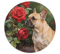 1000 Piece French Bulldog Jigsaw Puzzles for Adults Kids Challenging Game Educational Toy Home Decoration French Bulldog Rose Puzzles Gifts 1000pcs (67.5x67.5cm)