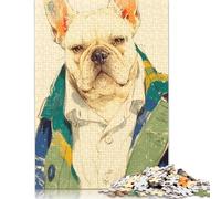 1000 Piece French Bulldog Portrait Creative Square Jigsaw Puzzles for Adults & Paper Puzzles Stress Relief Puzzle Games And Unique 38x26cm/1000pcs