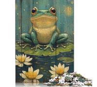 1000 Piece Frog on Lily Pads Painting Creative Square Jigsaw Puzzles for Adults & Paper Puzzles Educational Toys 38x26cm/1000pcs