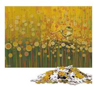 1000 Piece Frog Playing Flute in Flower Field Square Puzzle for Adults, Wooden Puzzles Puzzle Hands-on Game 1000pcs (75x50cm)