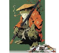 1000 Piece Frog Samurai Square Puzzle for Adults, Paper Puzzles Puzzle Hands-on Game 38x26cm/1000pcs