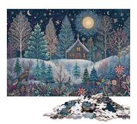 1000 Piece Frosty Night's Enchantment Square Puzzle for Adults, Wooden Puzzles Puzzle Hands-on Game 1000pcs (75x50cm)