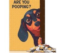 1000 Piece Funny Dachshund Pooping Jigsaw Puzzle for Adult Teenagers Wooden Puzzle Jigsaws for Adults Puzzles for Adults Teens 1000pcs (75x50cm)