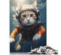 1000 Piece Funny Diving Scuba Cat Creative Square Jigsaw Puzzles for Adults & Wooden Puzzles Educational Toys 1000pcs (75x50cm)