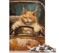 1000 Piece Funny Fat Cat Cabrio Car Jigsaw Puzzle for Adult Teenagers Jigsaw Puzzle For Family Fun & Game Night 1000pcs (75x50cm)
