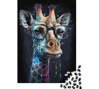 1000 Piece Galaxy Giraffe with Glasses Jigsaw Puzzle for Adult Teenagers Paper Puzzle Christmas Eve Gifts 1000pcs (38x26cm)