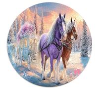 1000 Piece Gallop Red Horse Jigsaws Puzzles Fun Details Home Decoration A Galloping Horse in The Snow Puzzles Challenging Games for Adults & Kids Age 12 Years Up 1000pcs (67.5x67.5cm)