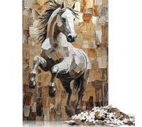 1000 Piece Galloping Horse in Dynamic Impasto Art Jigsaw Puzzle for Adult Teenagers Paper Puzzles for Teenagers Gifts Relax Puzzles Games 38x26cm/1000pcs