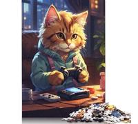 1000 Piece Gaming Cat Jigsaw Puzzles for Adult Teenagers Wooden Puzzles Sustainable Puzzle for Adults | Games 1000pcs (75x50cm)
