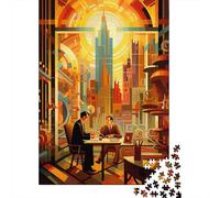 1000 Piece Geometric Cityscape Gold Creative Square Jigsaw Puzzles for Adults & Wooden Puzzles Stress Relief Puzzle Games And Unique 1000pcs (75x50cm)
