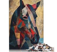 1000 Piece Geometric Horse Square Puzzle for Adults Paper Puzzles Educational Puzzle Family Game 38x26cm/1000pcs